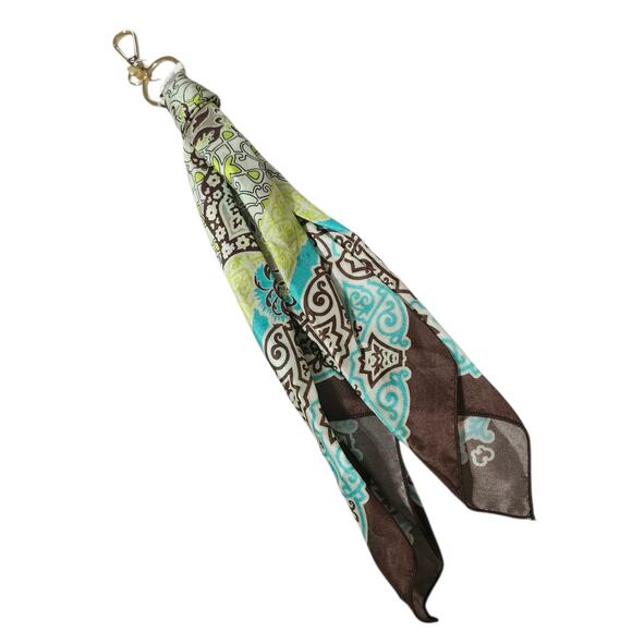 JOHNNY WAS Zoila silk scarf keychain clip Floral Scarf NEW - Picture 2 of 4